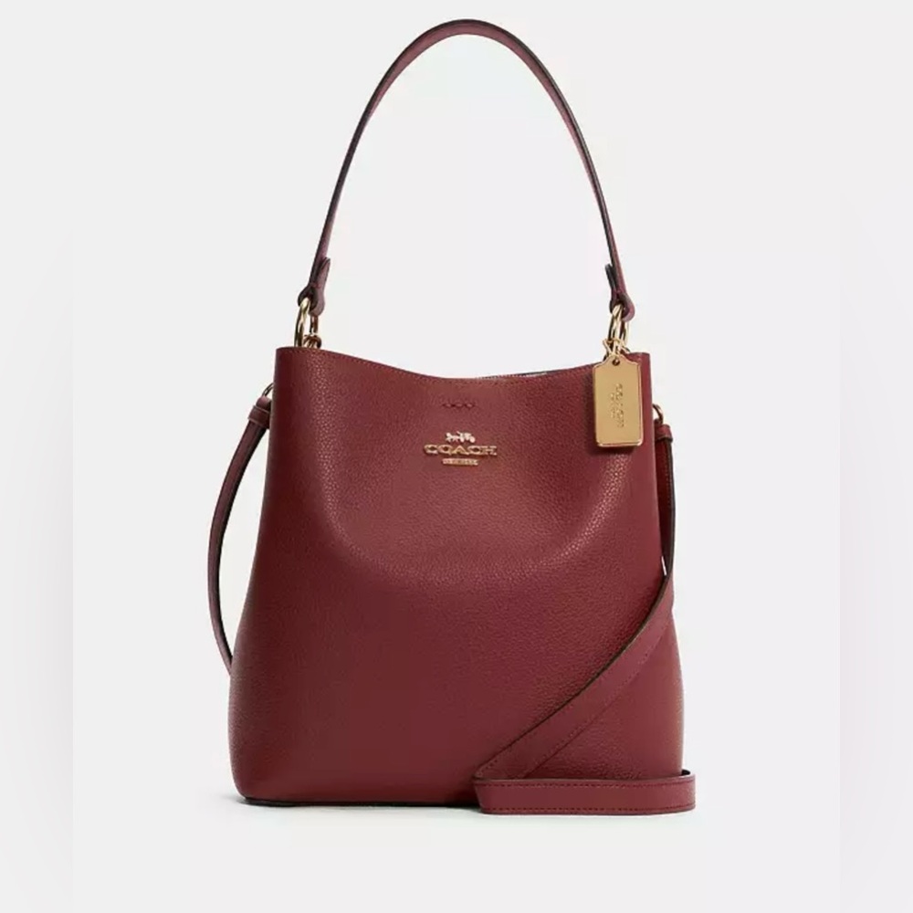 Coach Town Bucket Bag With Stripe Signature Canvas Inside